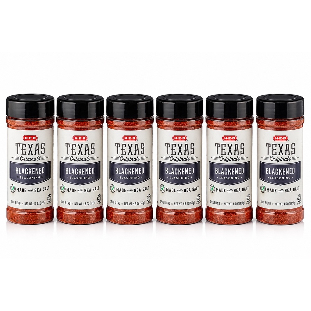 HEB Texas Originals Blackened Seasoning 4.5 oz Sea Salt Paprika Garlic 6 Pack